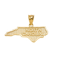 Gold North Carolina State Map Pendant Necklace(Available In Yellow/Rose/White Gold)