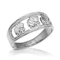 White Gold Elephant Band Ring