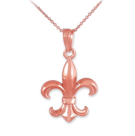 Gold Fleur-de-Lis Charm Pendant Necklace(Available in Yellow/Rose/White)