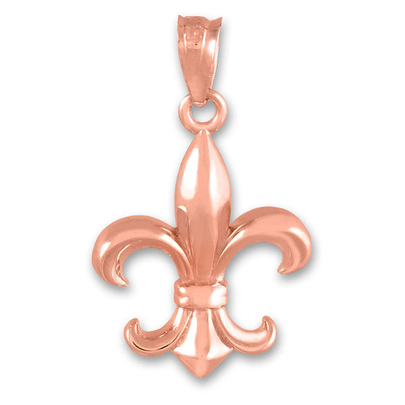 Gold Fleur-de-Lis Charm Pendant Necklace(Available in Yellow/Rose/White)