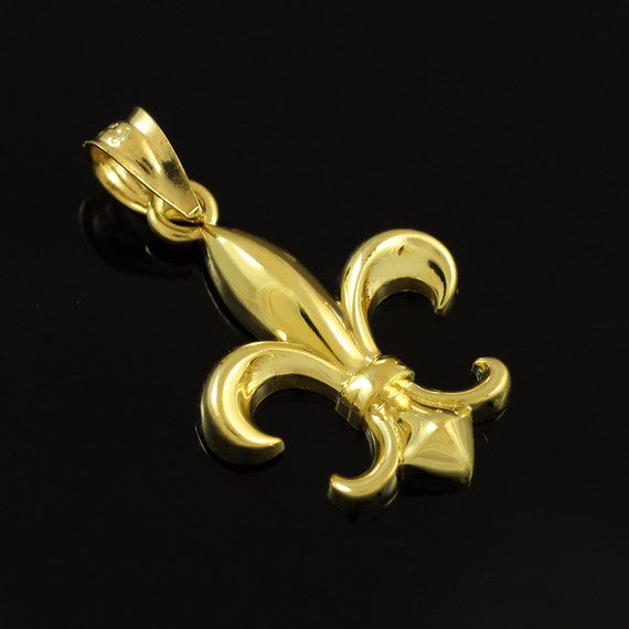 Gold Fleur-de-Lis Charm Pendant Necklace(Available in Yellow/Rose/White)