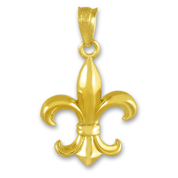 Gold Fleur-de-Lis Charm Pendant Necklace(Available in Yellow/Rose/White)