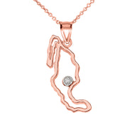 Gold Diamond Mexico Map Pendant Necklace (Available in Yellow/Rose/White Gold)