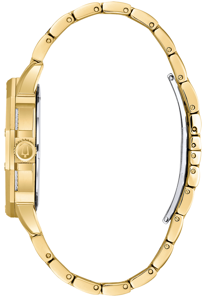 98C126 Bulova Crystal Silver Dial Gold-Tone Men's Watch