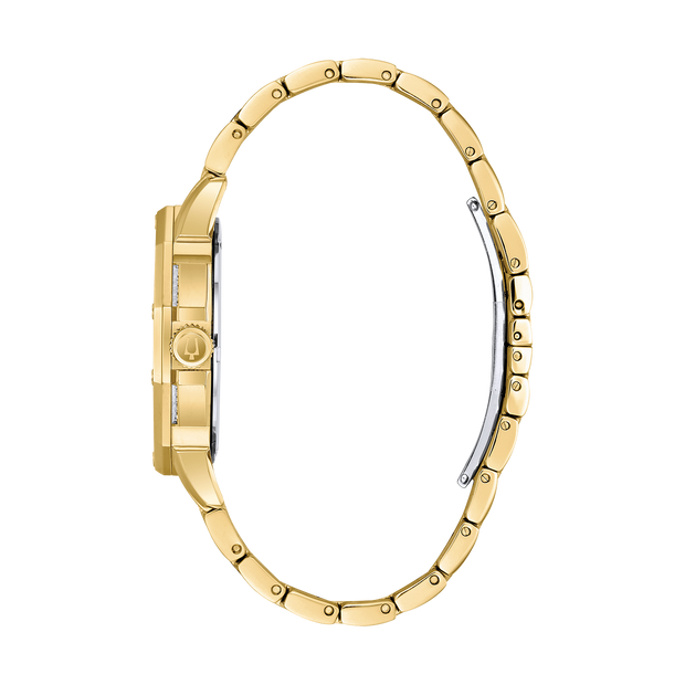98C126 Bulova Crystal Silver Dial Gold-Tone Men's Watch