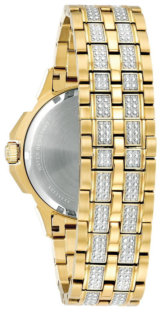 98C126 Bulova Crystal Silver Dial Gold-Tone Men's Watch