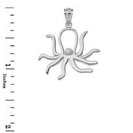 Solid Gold Octopus Outline Solitaire Pendant Necklace (Available in Yellow/Rose/White Gold)