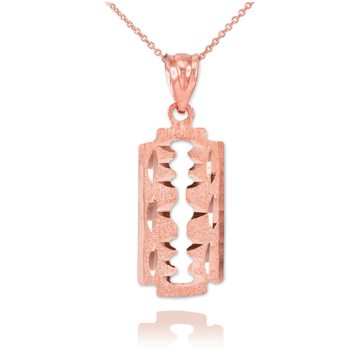 Solid Gold Razor Blade Pendant Necklace (Available in Yellow/Rose/White Gold)