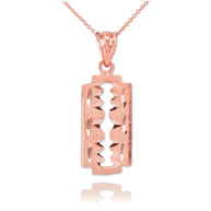 Solid Gold Razor Blade Pendant Necklace (Available in Yellow/Rose/White Gold)