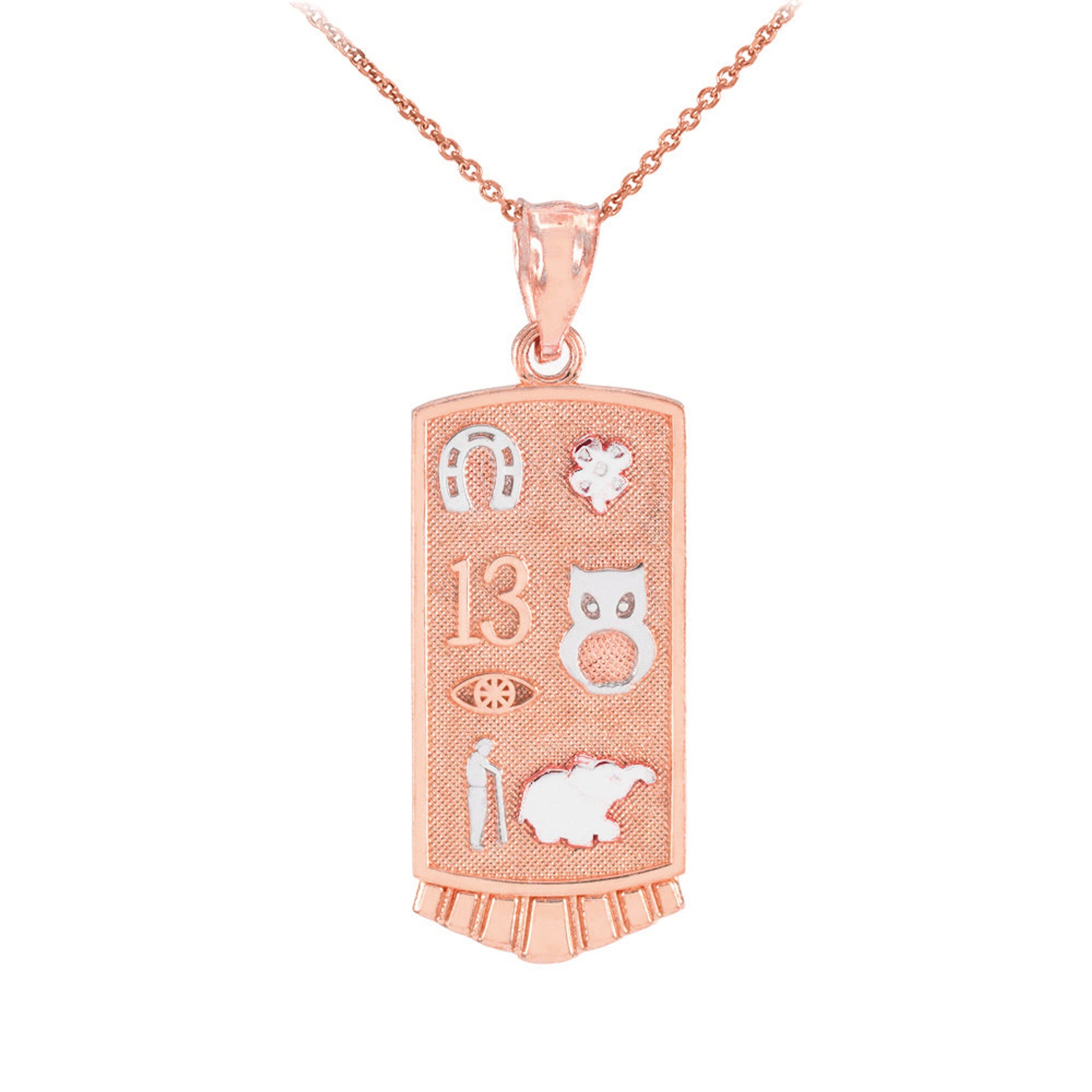 Solid Gold Lucky Pendant Necklace (Available in Yellow/Rose/White Gold)