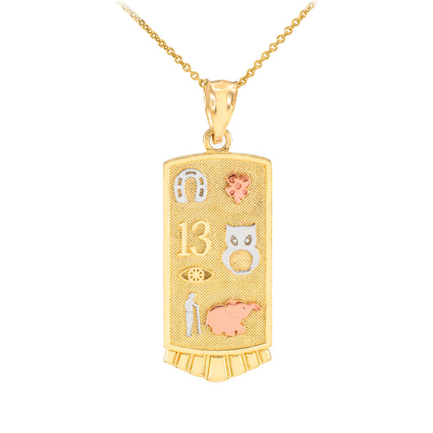 Solid Gold Lucky Pendant Necklace (Available in Yellow/Rose/White Gold)