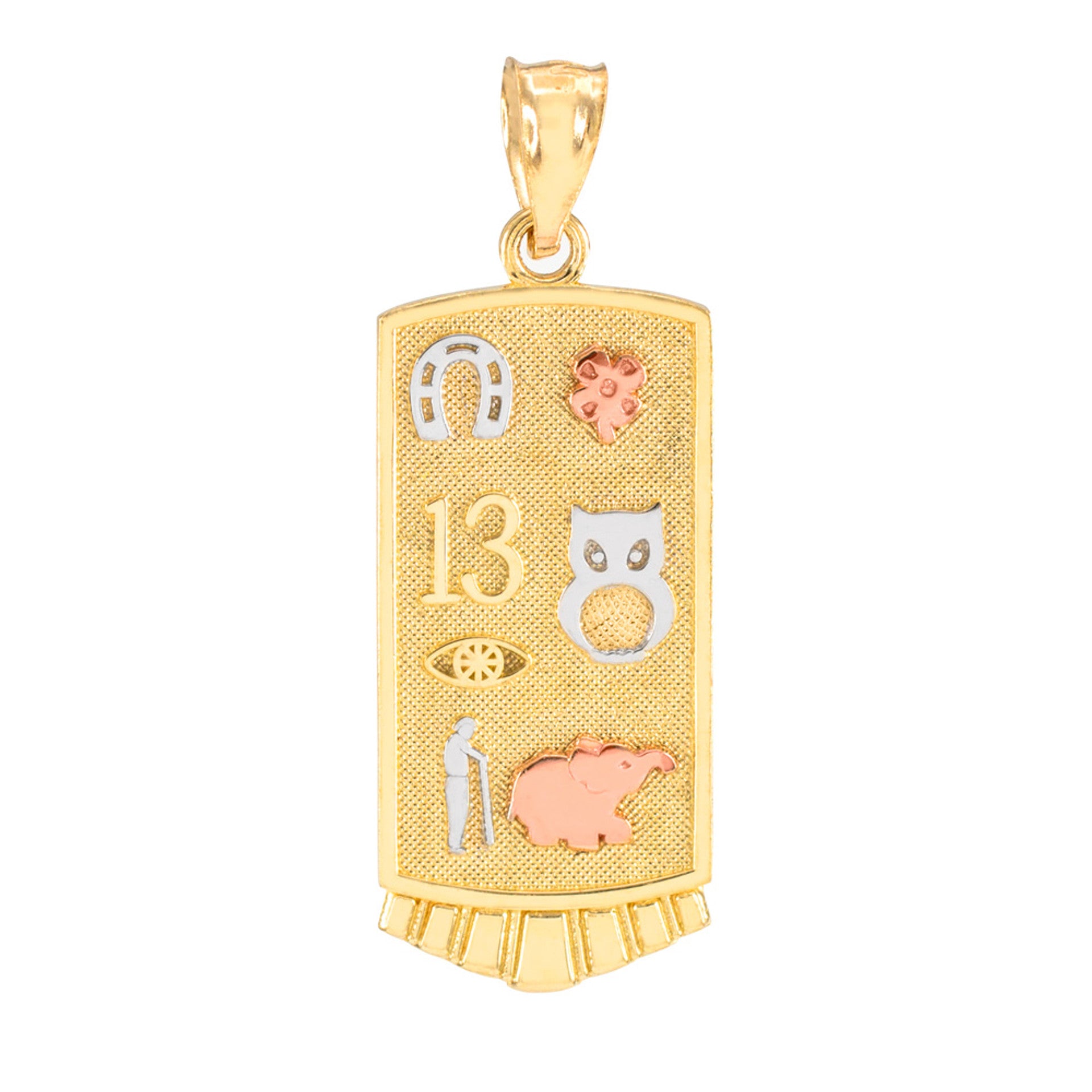 Solid Gold Lucky Pendant Necklace (Available in Yellow/Rose/White Gold)