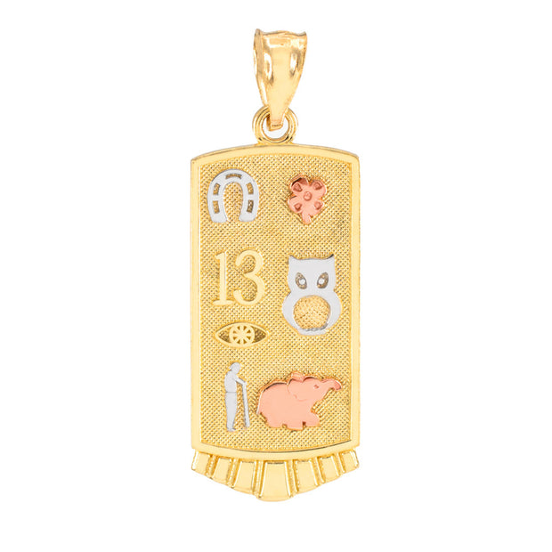 Solid Gold Lucky Pendant Necklace (Available in Yellow/Rose/White Gold)