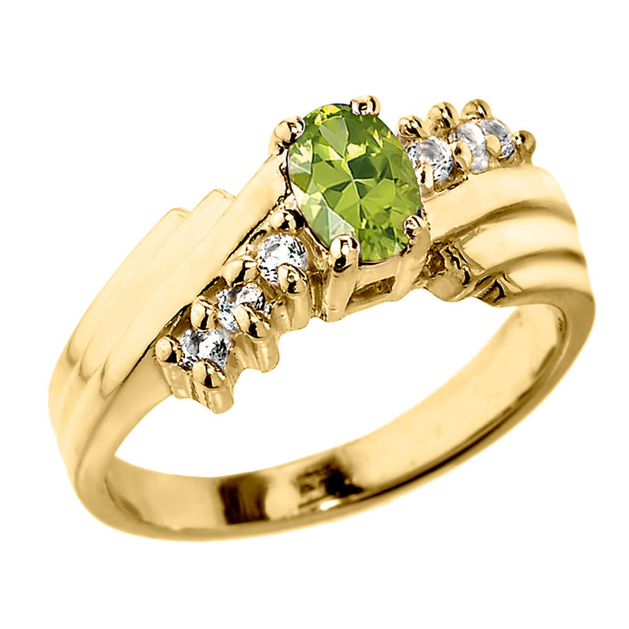 Dazzling Gold Diamond and Lab Created birthstone Proposal Ring(Available In Yellow/Rose/White Gold)