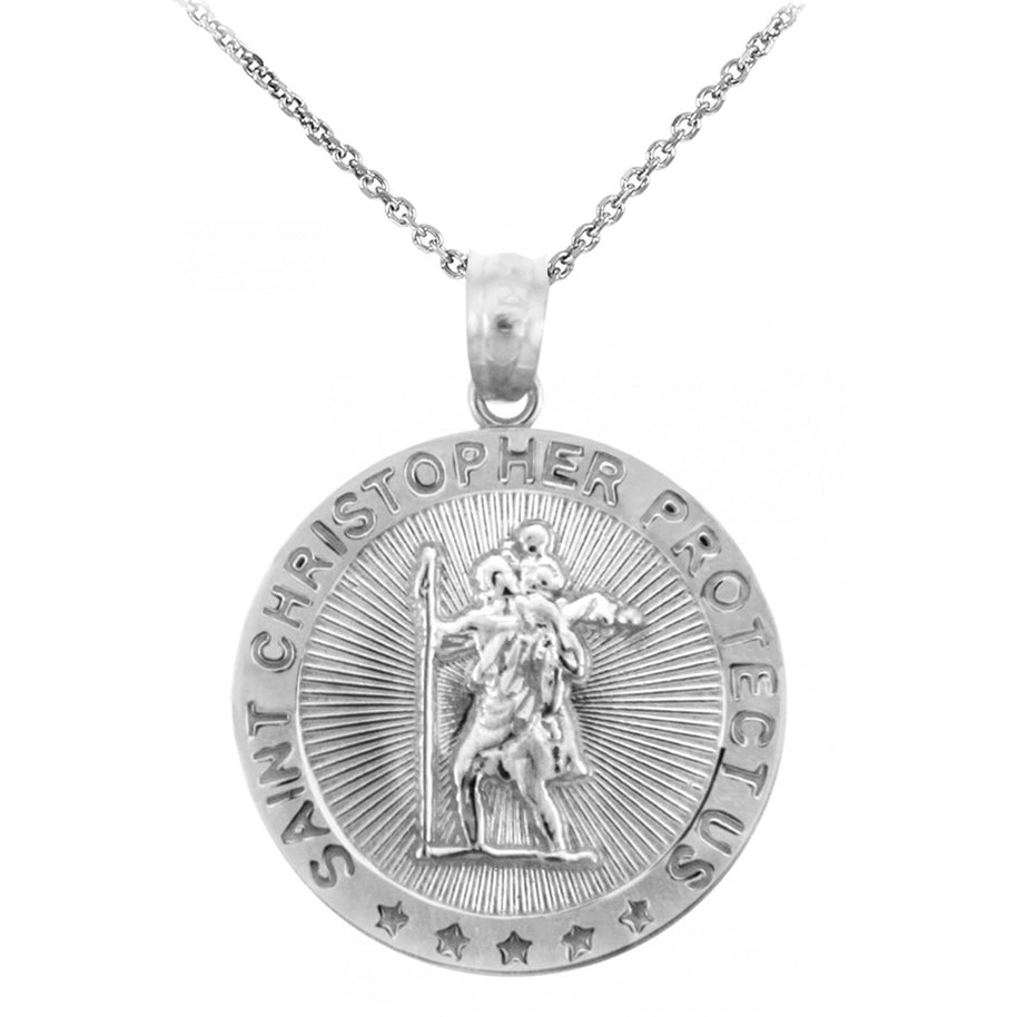 St. Christopher Sterling Silver Coin Pendant Necklace