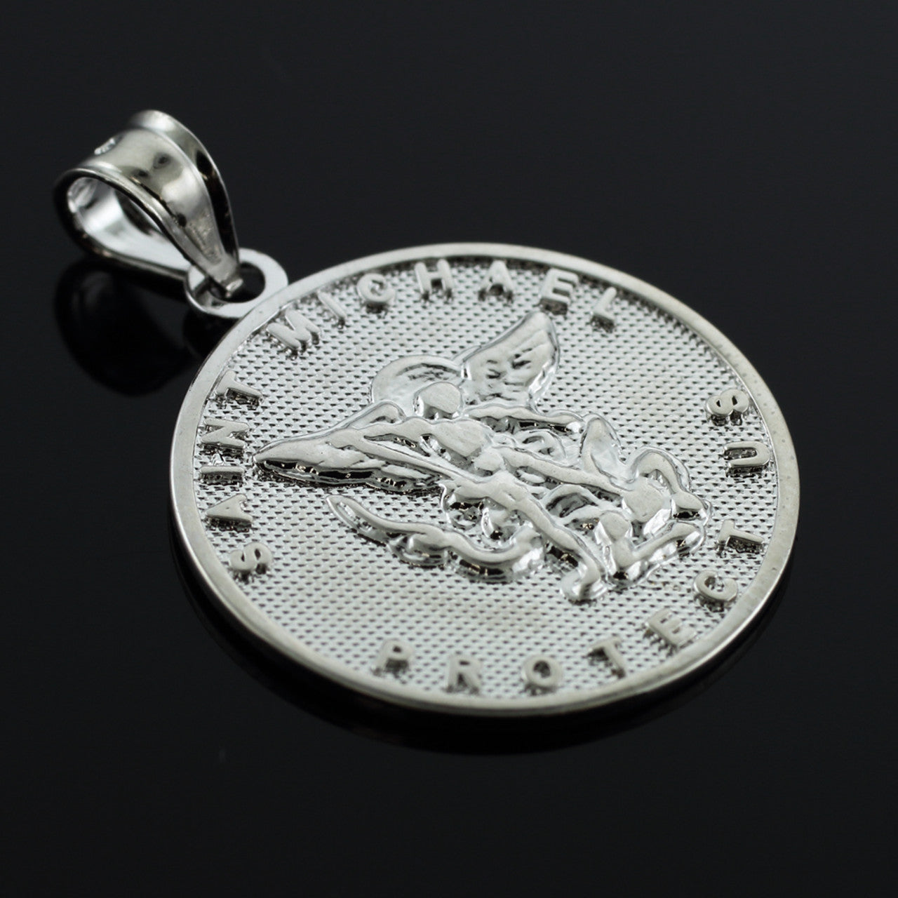 Saint Michael Silver Coin Pendant Necklace