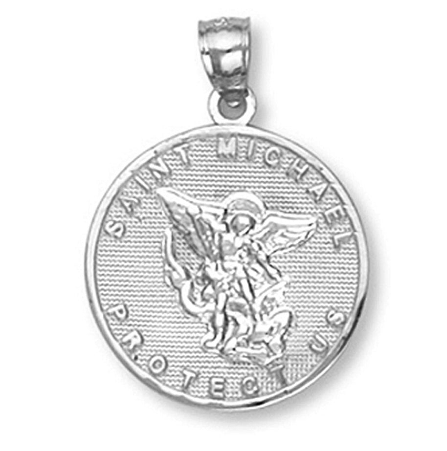 Saint Michael Silver Coin Pendant Necklace