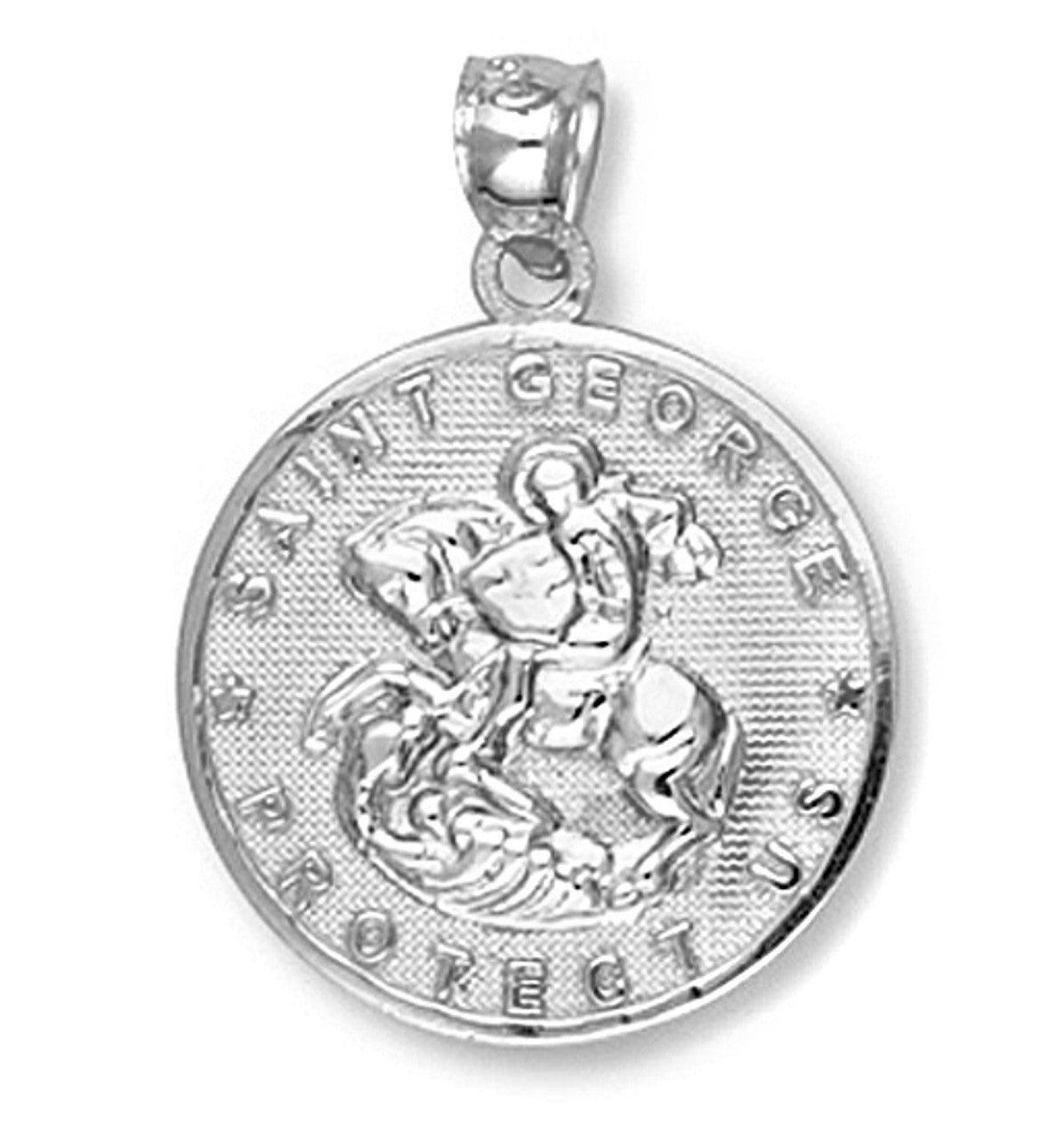 Sterling Silver Saint George Coin Pendant Necklace