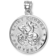 Sterling Silver Saint George Coin Pendant Necklace