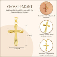 14K Yellow Gold Textured Cross Pendant Necklace