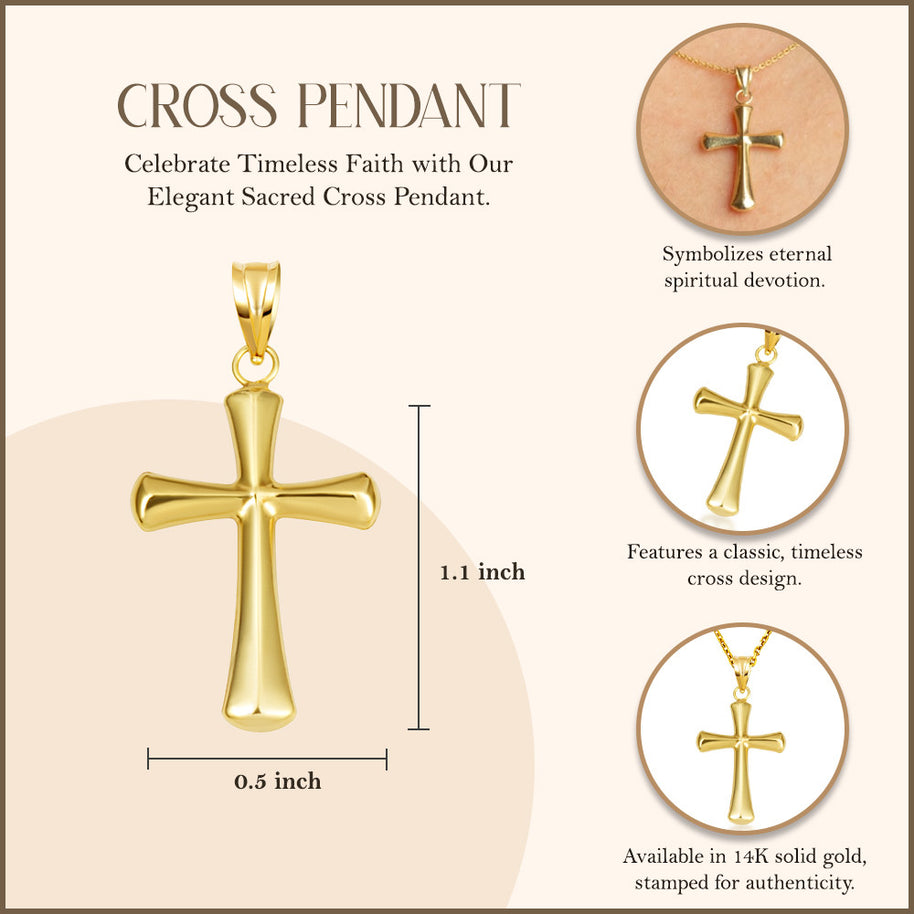 14K Yellow Gold Sacred Cross Pendant Necklace