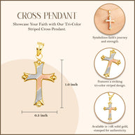 14K Two-Tone Gold Sacred INRI Jesus Christ Cross Crucifix Pendant Necklace