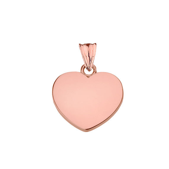 Solid Gold Simple Heart Pendant Necklace (Yellow, White and Rose)