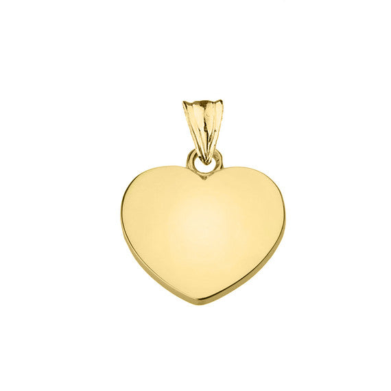 Solid Gold Simple Heart Pendant Necklace (Yellow, White and Rose)