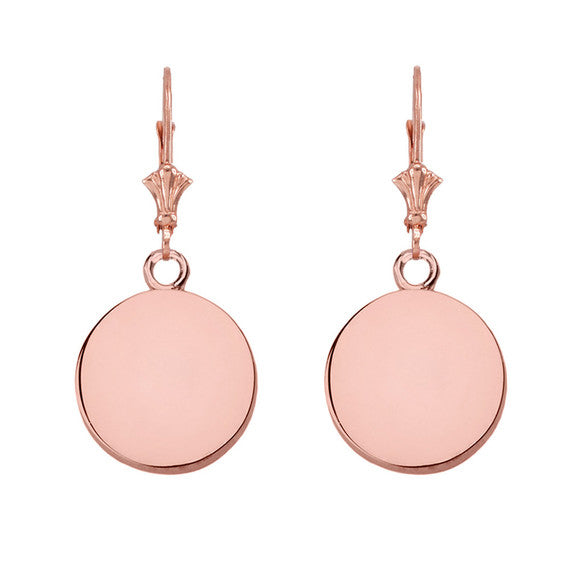 Solid Yellow Gold Simple Round Leverback Earrings(Available in Yellow/Rose/White Gold)