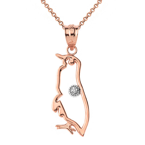 Gold Diamond Penguin Pendant Necklace (Available in Yellow/Rose/White Gold)