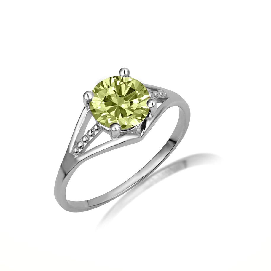 .925 Sterling Silver Round Beaded Cubic Zirconia Birthstone Ring