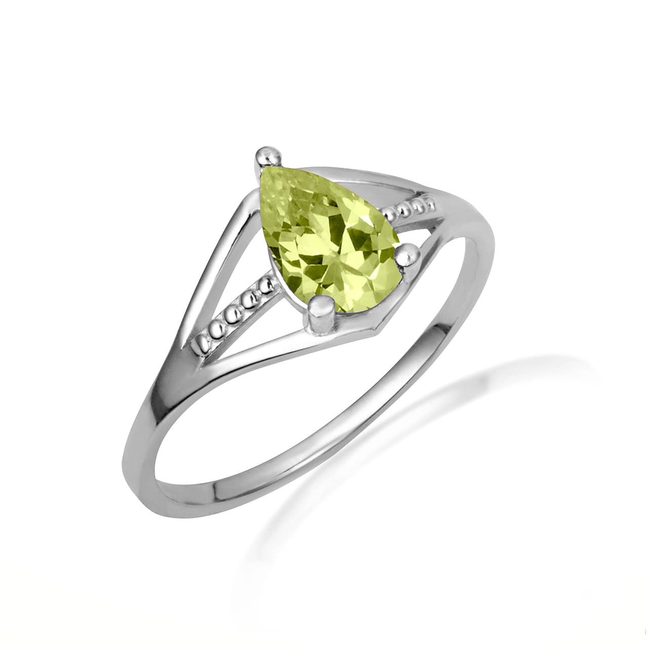 .925 Sterling Silver Round Beaded Cubic Zirconia Birthstone Ring