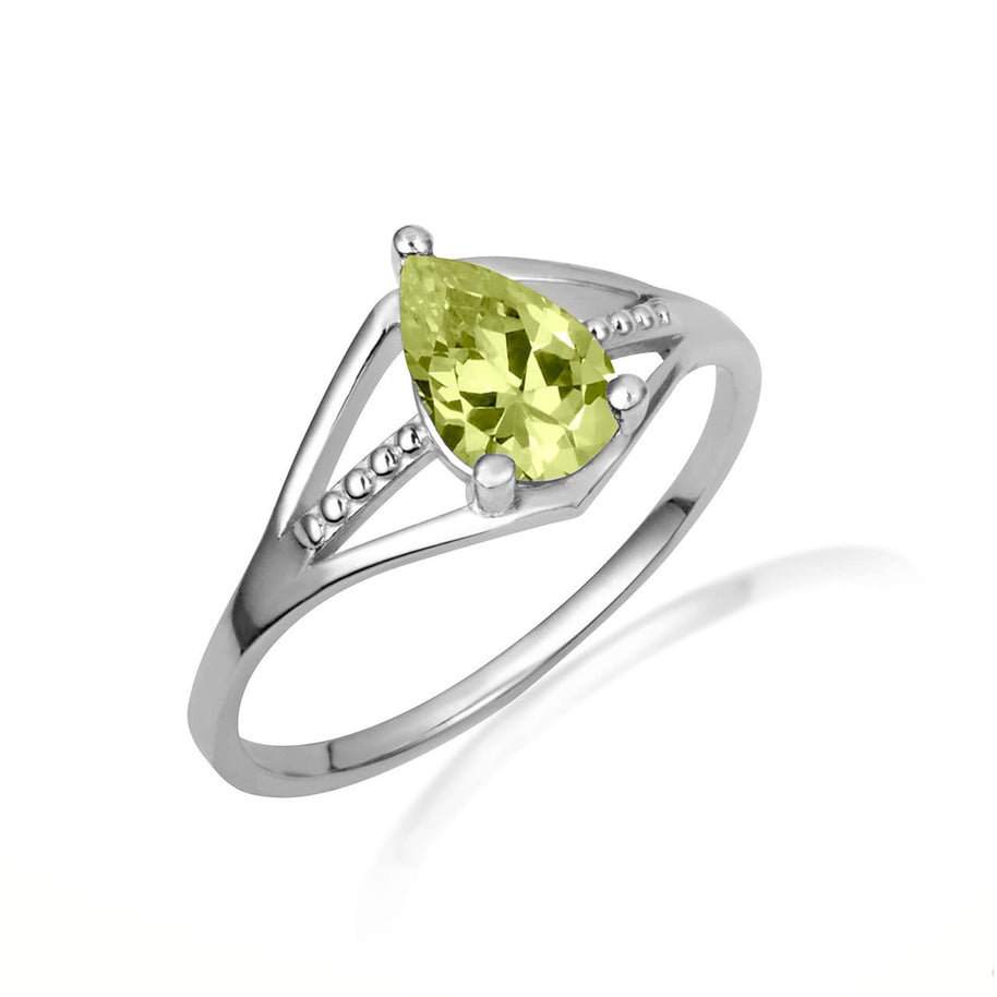 .925 Sterling Silver Round Beaded Cubic Zirconia Birthstone Ring