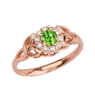 Gold Diamond and Peridot Engagement/Promise Ring (Available In Yellow/Rose/White Gold)