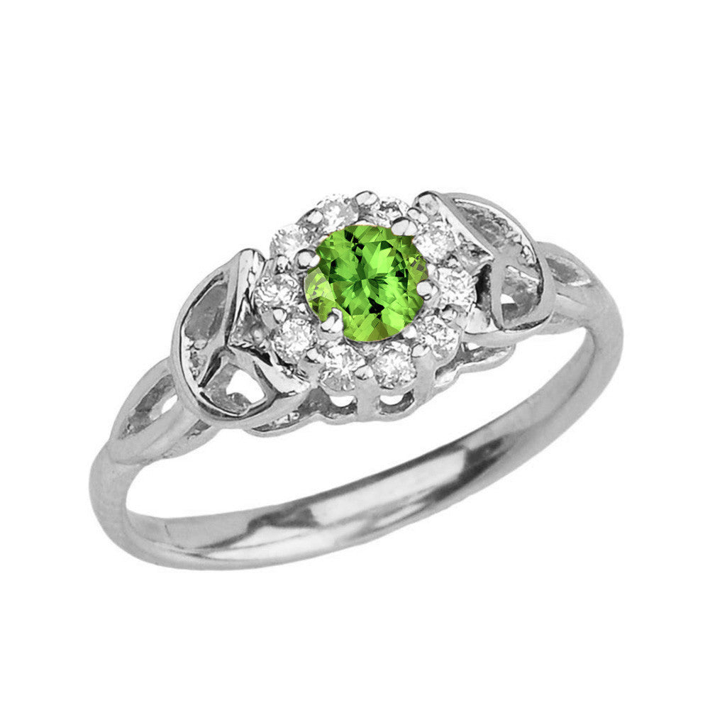 Gold Diamond and Peridot Engagement/Promise Ring (Available In Yellow/Rose/White Gold)