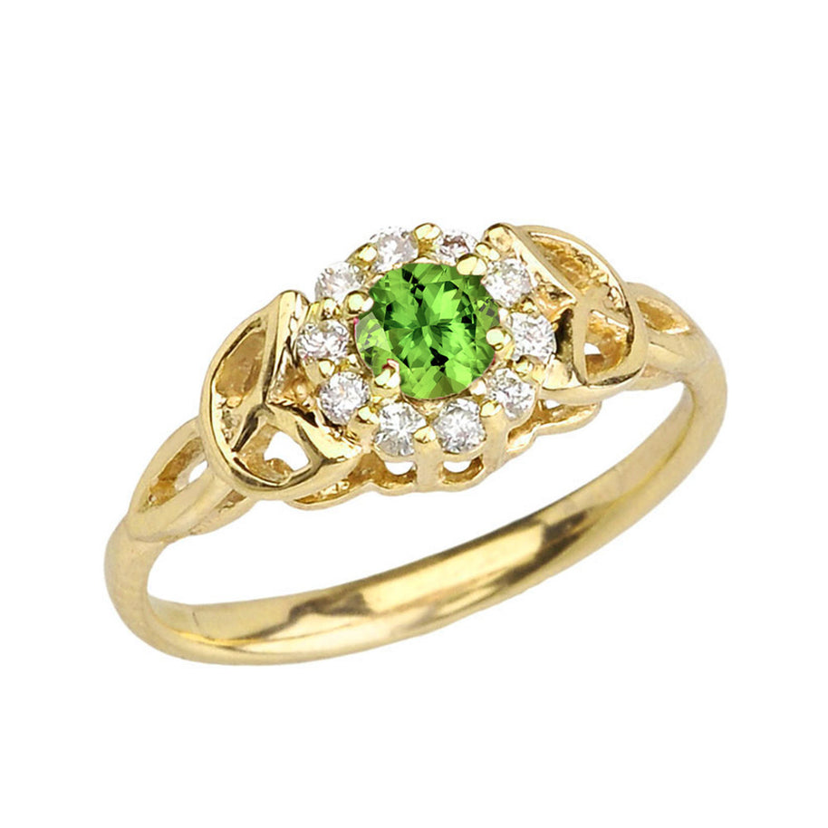 Yellow Gold Diamond and Peridot Engagement/Promise Ring