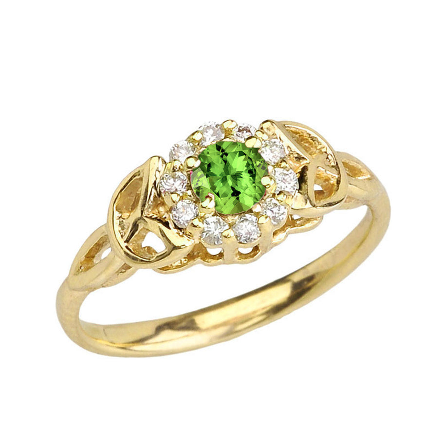 Gold Diamond and Peridot Engagement/Promise Ring (Available In Yellow/Rose/White Gold)