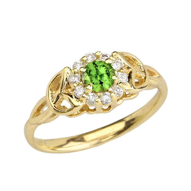 Gold Diamond and Peridot Engagement/Promise Ring (Available In Yellow/Rose/White Gold)