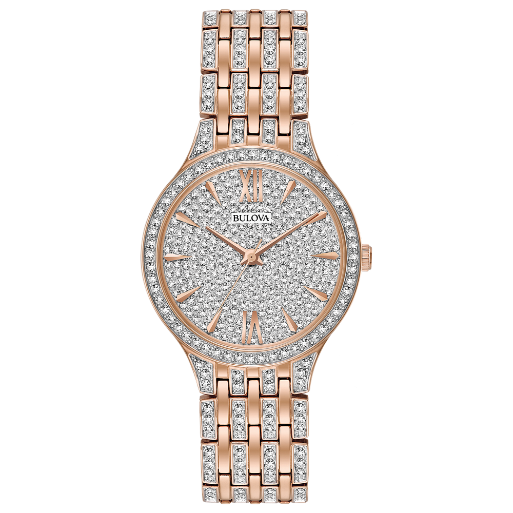 98L235 Bulova Crystal Rose Gold Stainless Steel Women's Watch