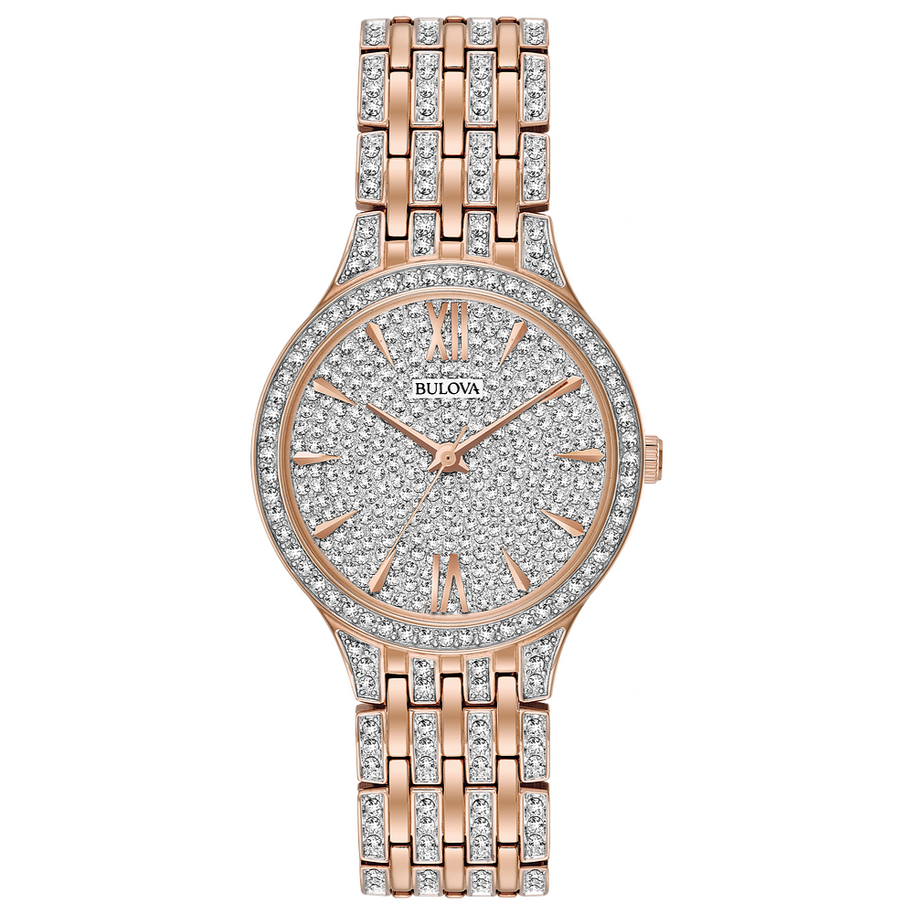 98L235 Bulova Crystal Rose Gold Stainless Steel Women's Watch