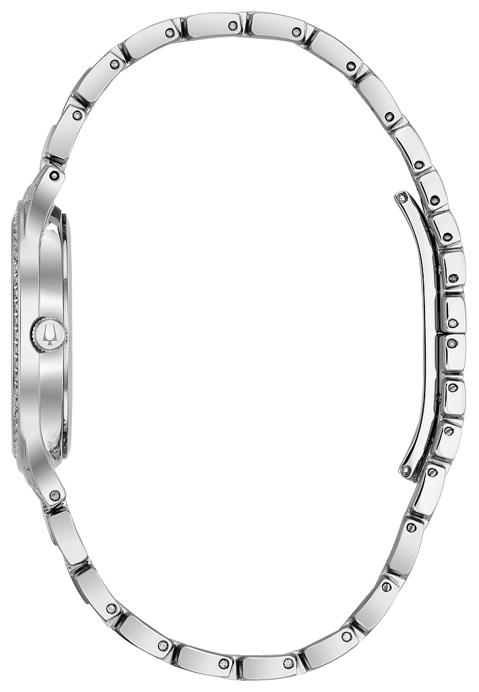 96L243 Bulova Crystal Silver Dial Stainless Steel Ladies Watch