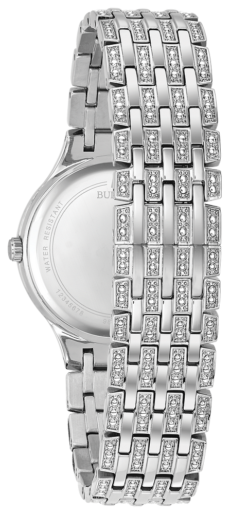 96L243 Bulova Crystal Silver Dial Stainless Steel Ladies Watch