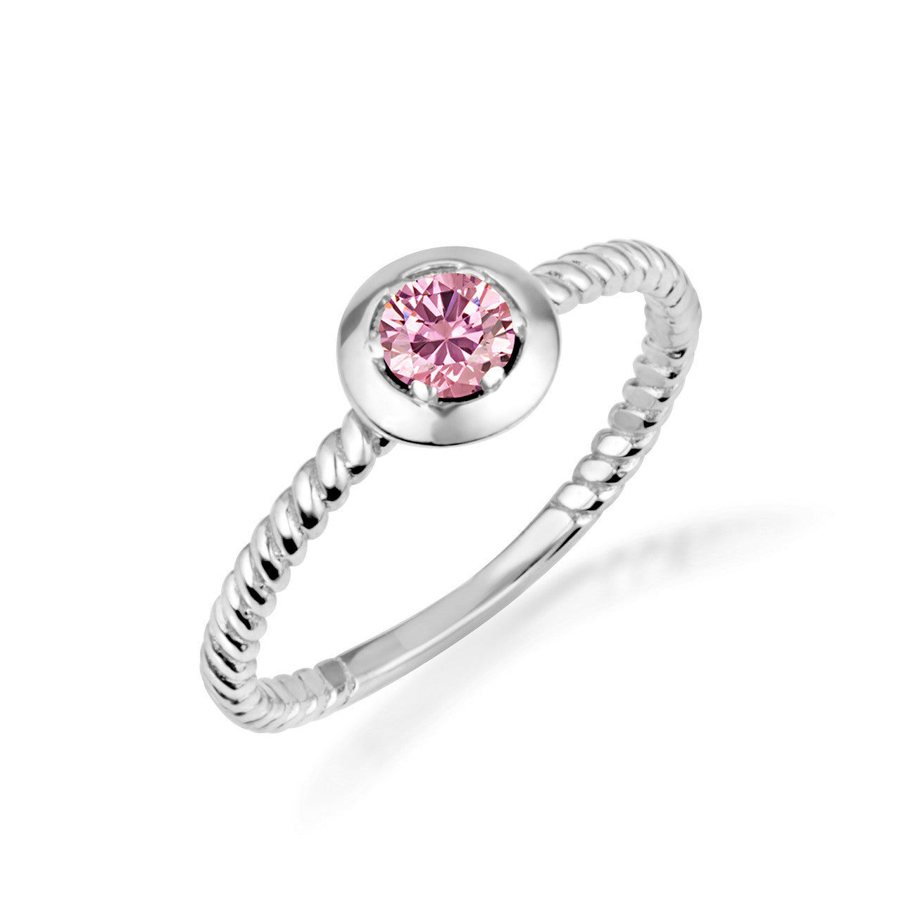 .925 Sterling Silver Custom Lab Created Birthstone Rope Ring