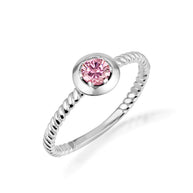 .925 Sterling Silver Custom Lab Created Birthstone Rope Ring