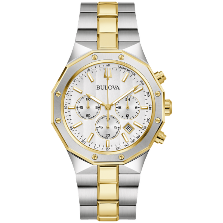 98B450 Bulova Prestige Chronograph White Dial Men's Watch
