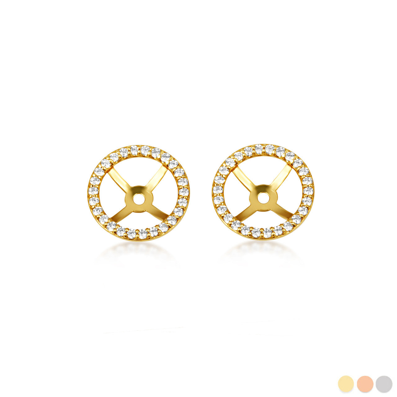14K Gold Lab Grown Diamond Round Halo Earring Jacket Studs (Available in Yellow/Rose/White Gold)
