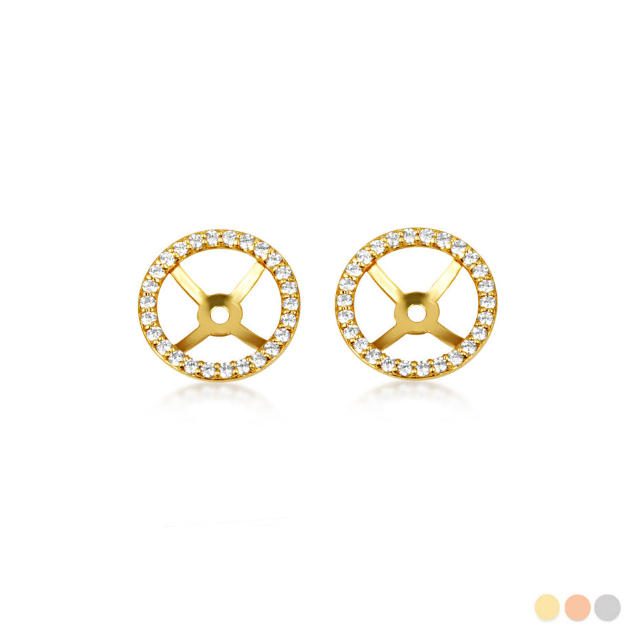 14K Gold Lab Grown Diamond Round Halo Earring Jacket Studs (Available in Yellow/Rose/White Gold)