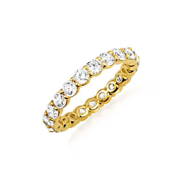 14K Gold 2.25cts Lab Grown Diamond Pave Set 3mm Wedding Band Ring (Available in Yellow/Rose/White Gold)