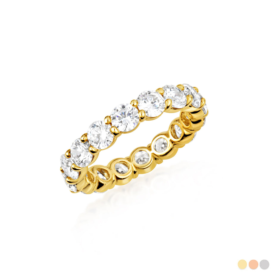 14K Gold Lab Grown 4ct Diamond Pave Set Wedding Band Ring 4mm (Available in Yellow/Rose/White Gold)