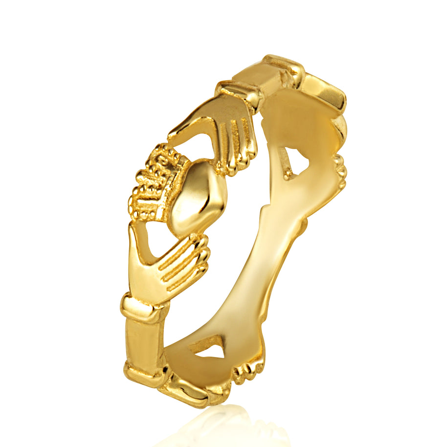 Gold Claddagh Heart Crown Ring (Available in Yellow and White)